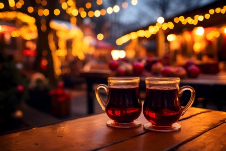 Zwei Glühweingläser auf einem Tisch